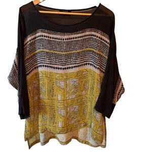 Dressori Silk Blend Pullover Size XL /1X Top Asian Lagenlook Art to Wear Coastal